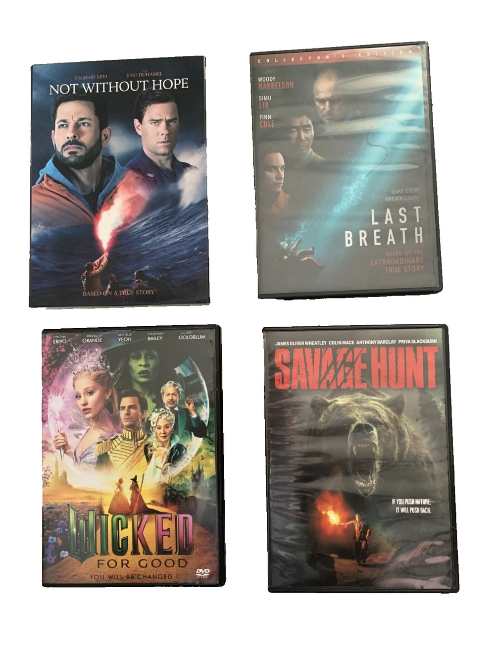 LOT OF 4 2026 RELEASE DVD'S WATCHED ONCE! WICKED FOR GOOD-NOT WITHOUT HOPE, ETC.